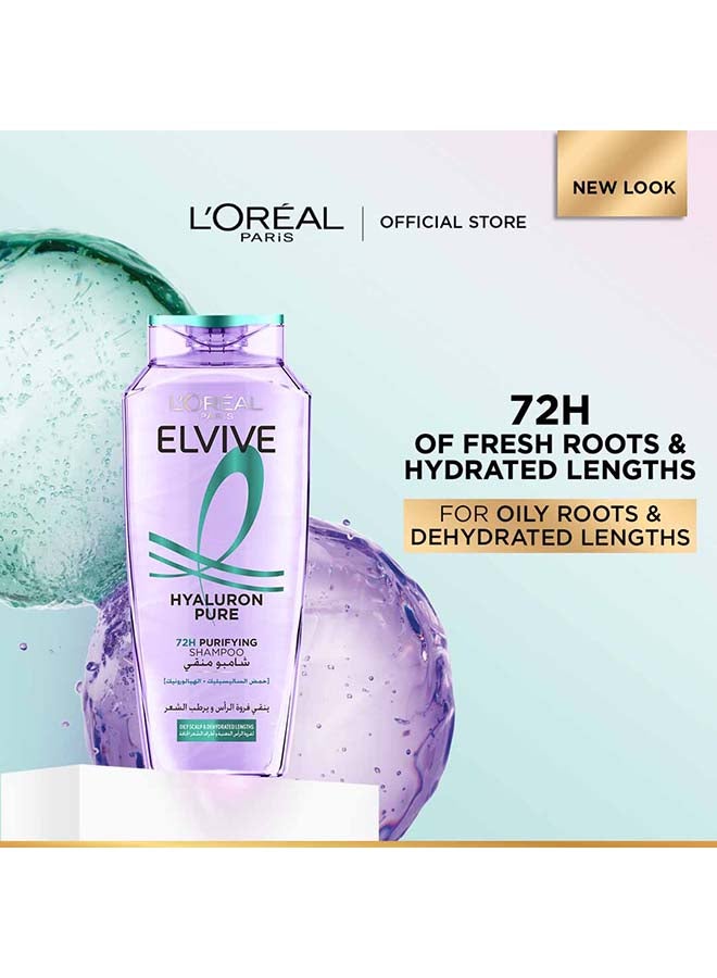 L'OREAL PARIS Elvive Hyaluron Pure Purifying Shampoo for Oily Roots And Dehydrated Length 400 ML - Image 4