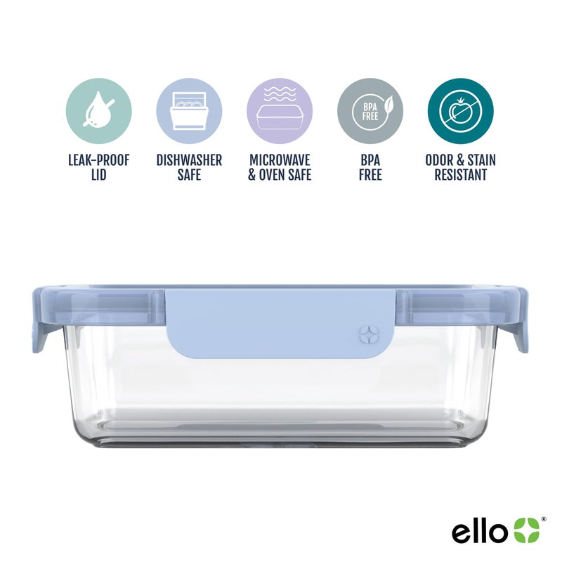 Ello Color Lock 3.4 Cup 10PC, 5 Pack Glass Meal Prep Sets Leak-Proof Glass Food Storage Containers with Airtight BPA-Free Plastic Lids, Dishwasher, Microwave, and Freezer Safe, Purple Rain - Image 2