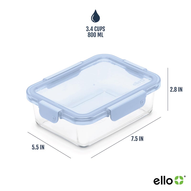 Ello Color Lock 3.4 Cup 10PC, 5 Pack Glass Meal Prep Sets Leak-Proof Glass Food Storage Containers with Airtight BPA-Free Plastic Lids, Dishwasher, Microwave, and Freezer Safe, Purple Rain - Image 3