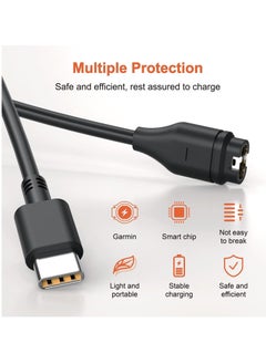 Y&D Charger Cable for Garmin Watches Fenix7 5x 6 6x 6s Pro, Etc., Type C Interface Charging 1m Long Universal Portable Replacement Watch Data (black)  - Image 4