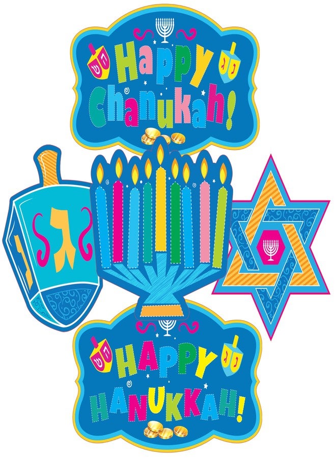 Izzy 'n' Dizzy Hanukkah Cutouts, Happy Hanukkah and Happy Chanukah Holiday Party Decoration (34 Piece) - Image 2