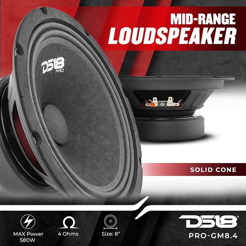 DS18 حزمة كاملة DS18 PRO-GM8.4PK للمتوسطات والعالي - تشمل 2X مكبر صوت متوسط 8" و 2X تويتر سوبر ألومنيوم 1" مع كروس أوفر مدمج - مكبرات صوت للأبواب لنظام صوت السيارة أو الشاحنة - Image 2