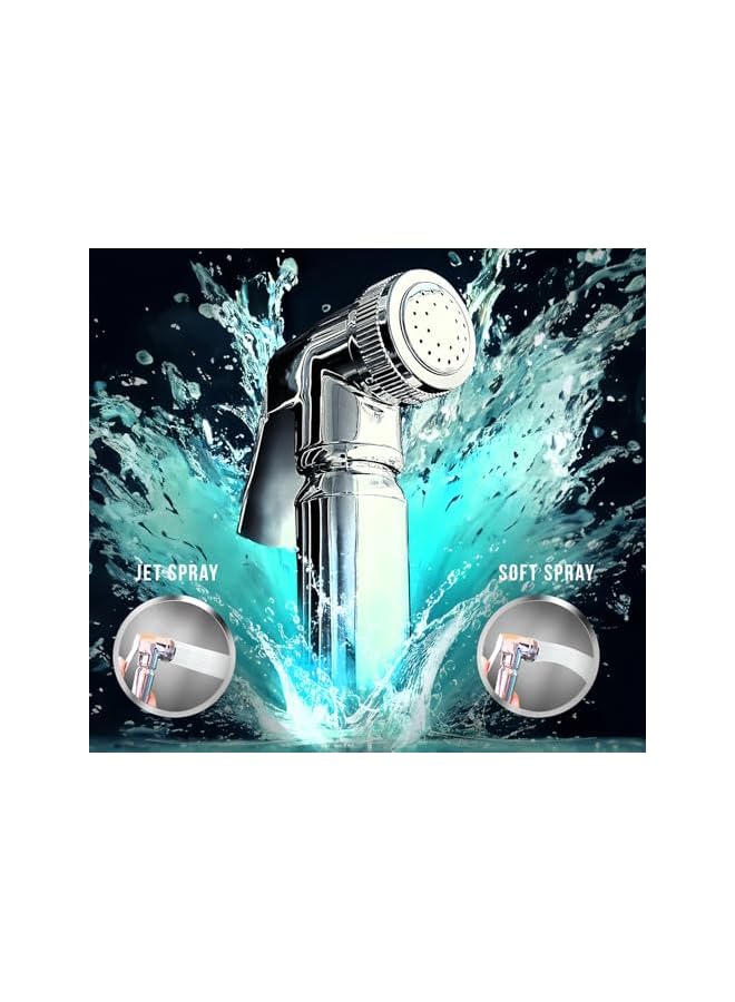 The Bros رشاش بيديت محمول من The Bros - مجموعة شطاف، رشاش نفاث مع تركيب سهل، دش مسلم للغسيل الأنثوي، حفاضات قماش للأطفال، نظافة شخصية، خرطوم من الفولاذ المقاوم للصدأ بطول 120 سم، كروم - Image 4