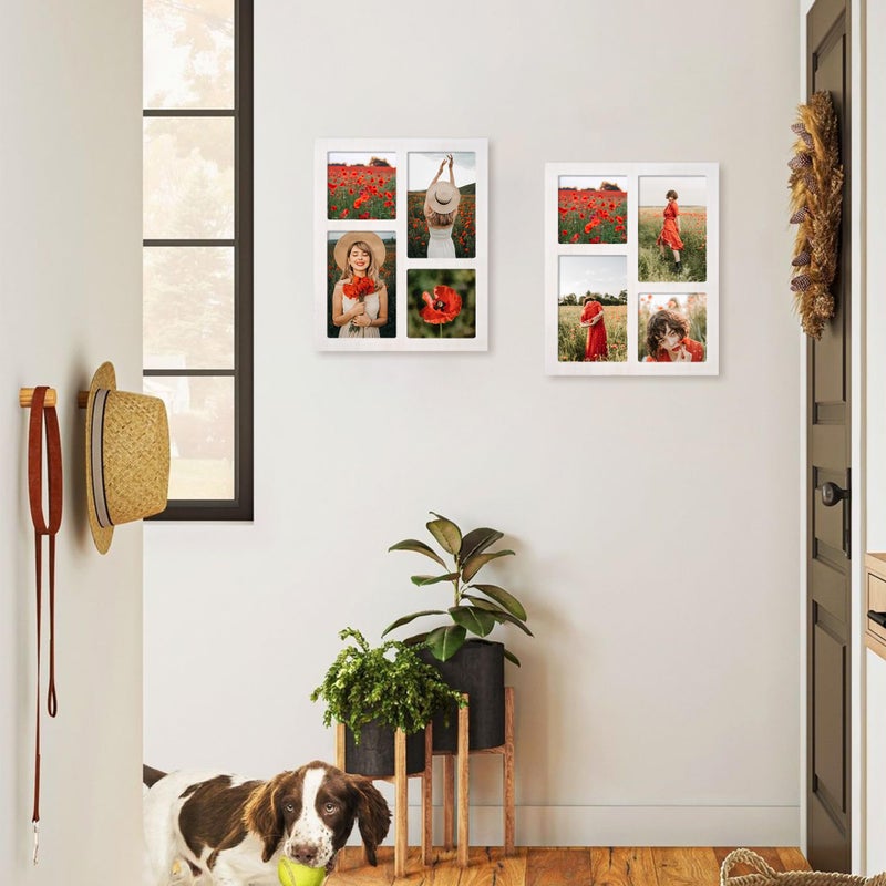 YESKAY Picture Frame Collage 4x6 and 4x4 Photos Display  4x6 Multiple Photo Collage Frames with Tempered Glass  Family Picture Frames Photo Frame Wall Decor or Tabletop  Rustic White - Image 5
