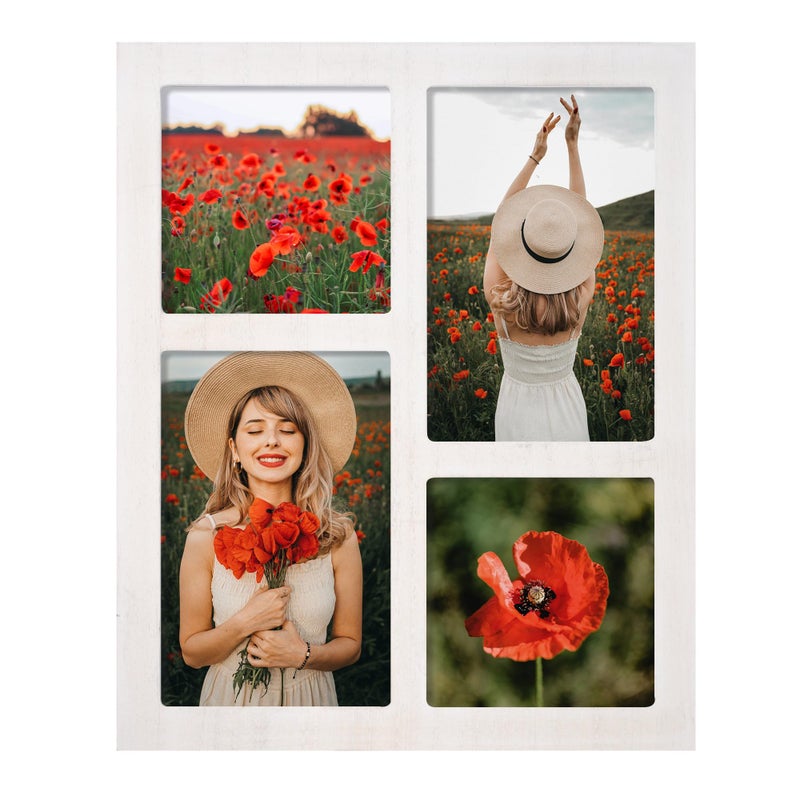 YESKAY Picture Frame Collage 4x6 and 4x4 Photos Display  4x6 Multiple Photo Collage Frames with Tempered Glass  Family Picture Frames Photo Frame Wall Decor or Tabletop  Rustic White - Image 1