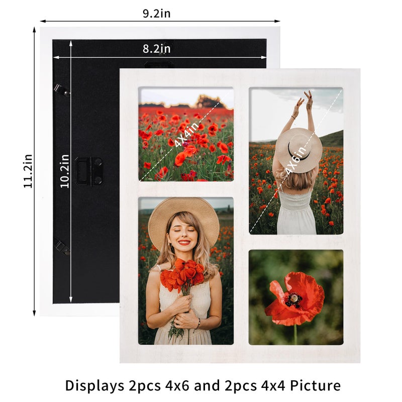 YESKAY Picture Frame Collage 4x6 and 4x4 Photos Display  4x6 Multiple Photo Collage Frames with Tempered Glass  Family Picture Frames Photo Frame Wall Decor or Tabletop  Rustic White - Image 4