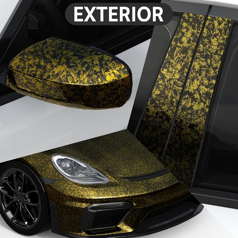 Foneso Forged Carbon Fiber Vinyl Wrap, Gloss Crushed Stone Car Wrap Vinyl Film Easy Installation with Air Release Technology Auto Car Sticker Decal Sheet - Image 2