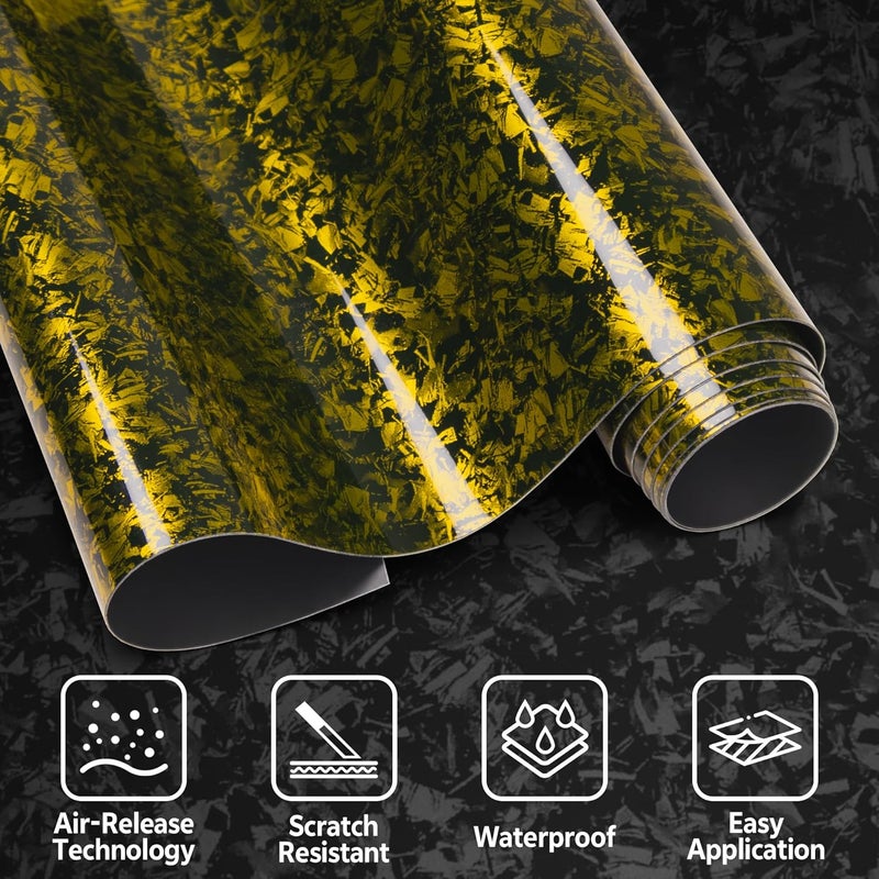 Foneso Forged Carbon Fiber Vinyl Wrap, Gloss Crushed Stone Car Wrap Vinyl Film Easy Installation with Air Release Technology Auto Car Sticker Decal Sheet - Image 5