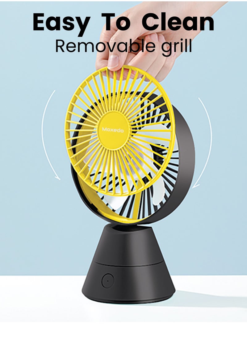 Moxedo - Moxedo Mini Portable Fan Desktop Portable, 5 Blades Strong Wind, 3 Adjustable Speed Auto Rotation,USB Rechargeable Battery with Solid Fragrance Pad (Black) - Image 1