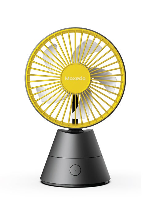 Moxedo Mini Portable Fan Desktop Portable, 5 Blades Strong Wind, 3 Adjustable Speed Auto Rotation,USB Rechargeable Battery with Solid Fragrance Pad (Black)