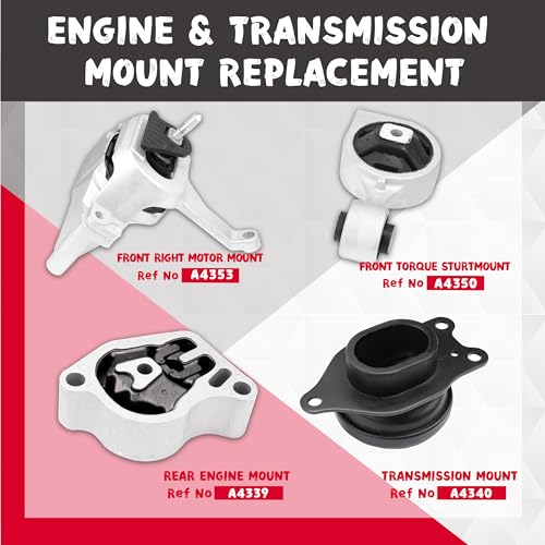QRYIPPDM Engine Motor Mount Kit Compatible with 2007-2017 Altima 2.5L 4-Piece Set Replace OE A4339 A4340 A4350 A4353 11210-JA000 11220-JA000 11350-JA00A 11360-JA000 - Image 2