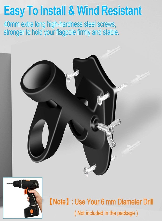 BONWIN Flag Pole Holder Brackets, 1" Flag Pole Mounting Bracket with Hardwares for House Wall Mount, 1" Inner Diameter, Two Positions & Aluminium Alloy, Rust Free Coated (Black - 1 Pack) - Image 5