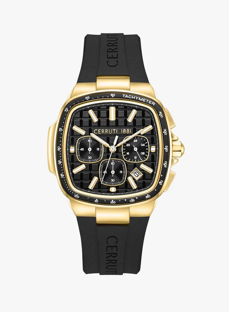 CERRUTI 1881 Casale 44mm Men's Chronograph Watch with Black Silicone Strap