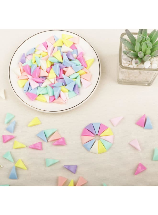 Pony Beads 200pcs 20mm Craft Beads Colorful Triangular Acrylic Hair Beads for Jewellery Making, Home Decor, DIY Bracelet Necklace Arts and Crafts for Kids (Macaron) - Image 2