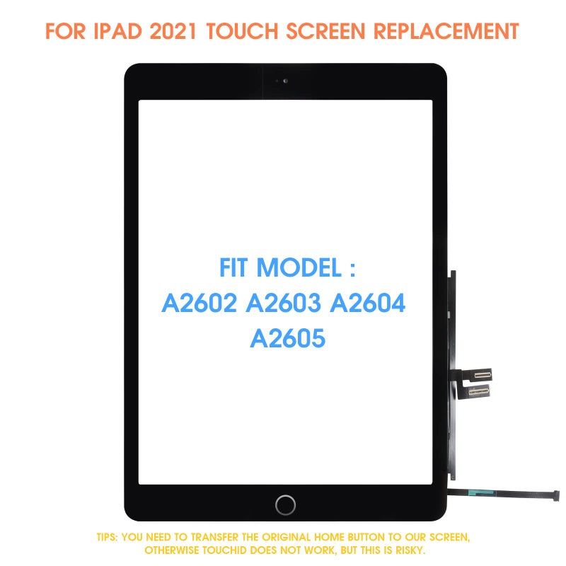 ARSSLY for iPad 9 9th Gen Screen Replacement,Touch Screen Digitizer for iPad 9th Generation 2021 A2602, A2603, A2604, A2605 10.2 inch Touchscreen Glass Kits with Home Button (Black) - Image 2