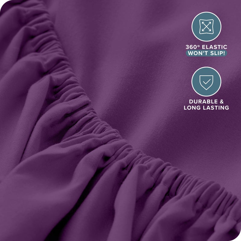 Bare Home Bare Home Twin Extra Long Fitted Sheet - Extra Deep Pocket Fitted Sheet - Premium 1800 Microfiber - Ultra-Soft Wrinkle Free - Deep Pocket Fitted Bottom Sheets (Twin XL - 11"" to 24"" Pocket  Plum)  - Image 4