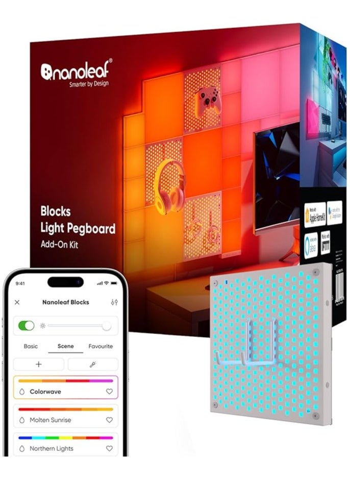 Nanoleaf Blocks Light Pegboard Add-on Kit | Smart WiFi LED Panel System, 16M+ Colors, Low Energy, for Gamers, Vloggers, Influencers, Entertainment, Gaming Living Room - 1 Pack  - Image 3