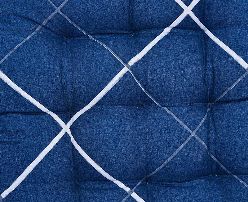Kuber Industries Geomatric Printed Microfiber Durable Comfortable & Soft Square Chair Pad/Cushion/Seat Pad with Ties 18 * 18 Inch (Blue) - Image 4