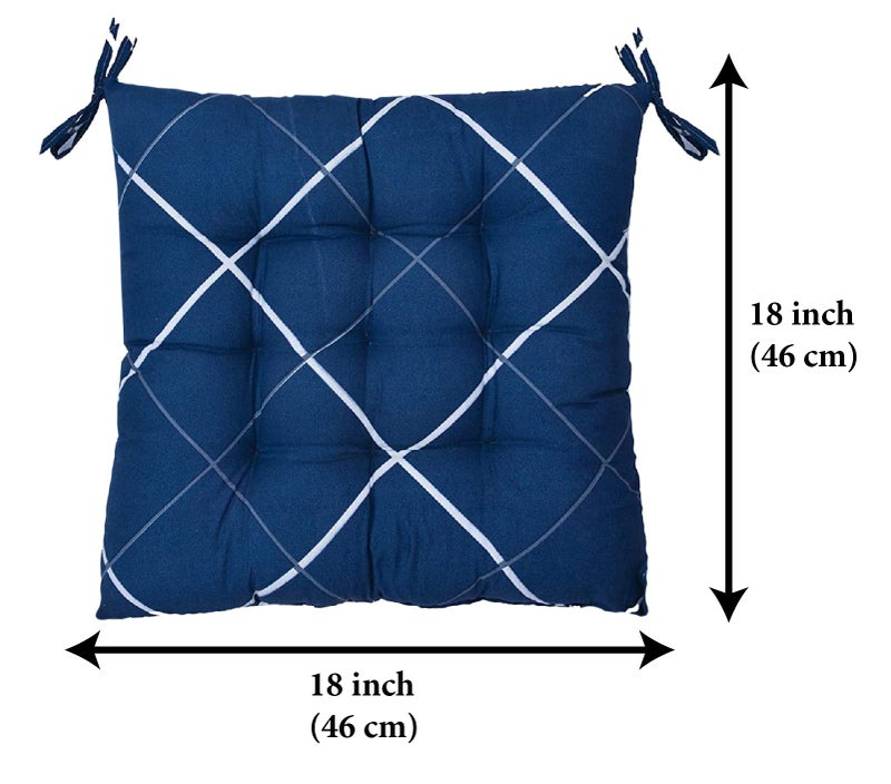 Kuber Industries Geomatric Printed Microfiber Durable Comfortable & Soft Square Chair Pad/Cushion/Seat Pad with Ties 18 * 18 Inch (Blue) - Image 5
