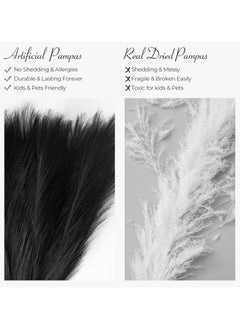 SPARK IT HOME Spark It Home 6 Pieces Fluffy Faux Pampas Grass Artificial Pampas Branches Fake Fluffy Stems Plants, Floor Vase Filler for Home, Wedding Boho Decor Flower Arrangement 45 cm/17 inches (Jet Black)  - Image 4