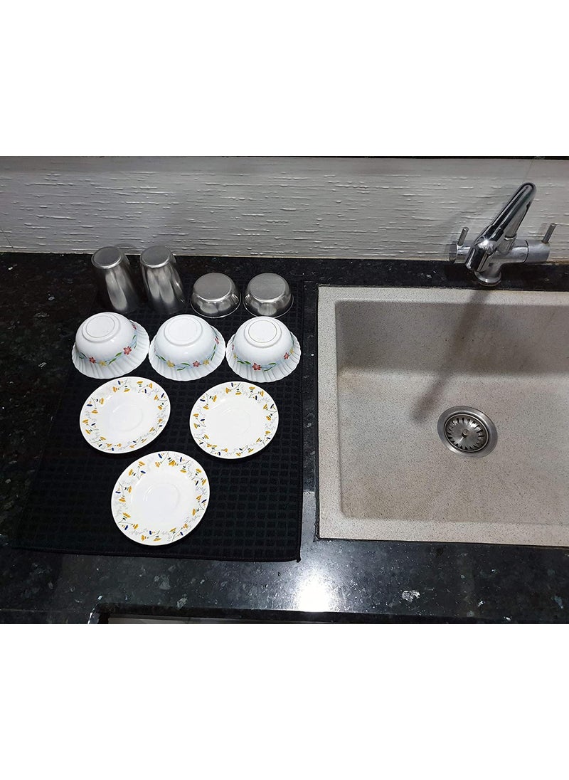 HOUSE HATCH HOUSE HATCH Microfiber Reversible Dish Utensils Drying and Kitchen countertop Mat Water Absorbent Kitchen mat for Wet Utensils 38cm x 51cm Pack of 1 Assorted Colours  - Image 3