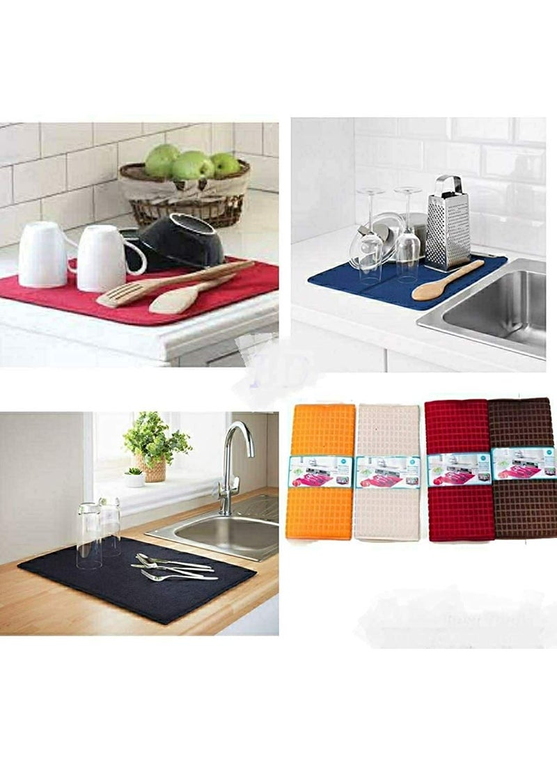 HOUSE HATCH HOUSE HATCH Microfiber Reversible Dish Utensils Drying and Kitchen countertop Mat Water Absorbent Kitchen mat for Wet Utensils 38cm x 51cm Pack of 1 Assorted Colours  - Image 4
