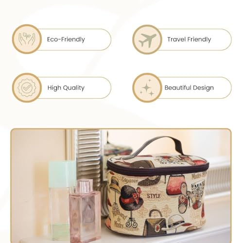 Signare Tapestry Toiletry Bag Makeup Organizer bag for Women with Fashion Boutique Design (TOIL-BOU) - Image 5