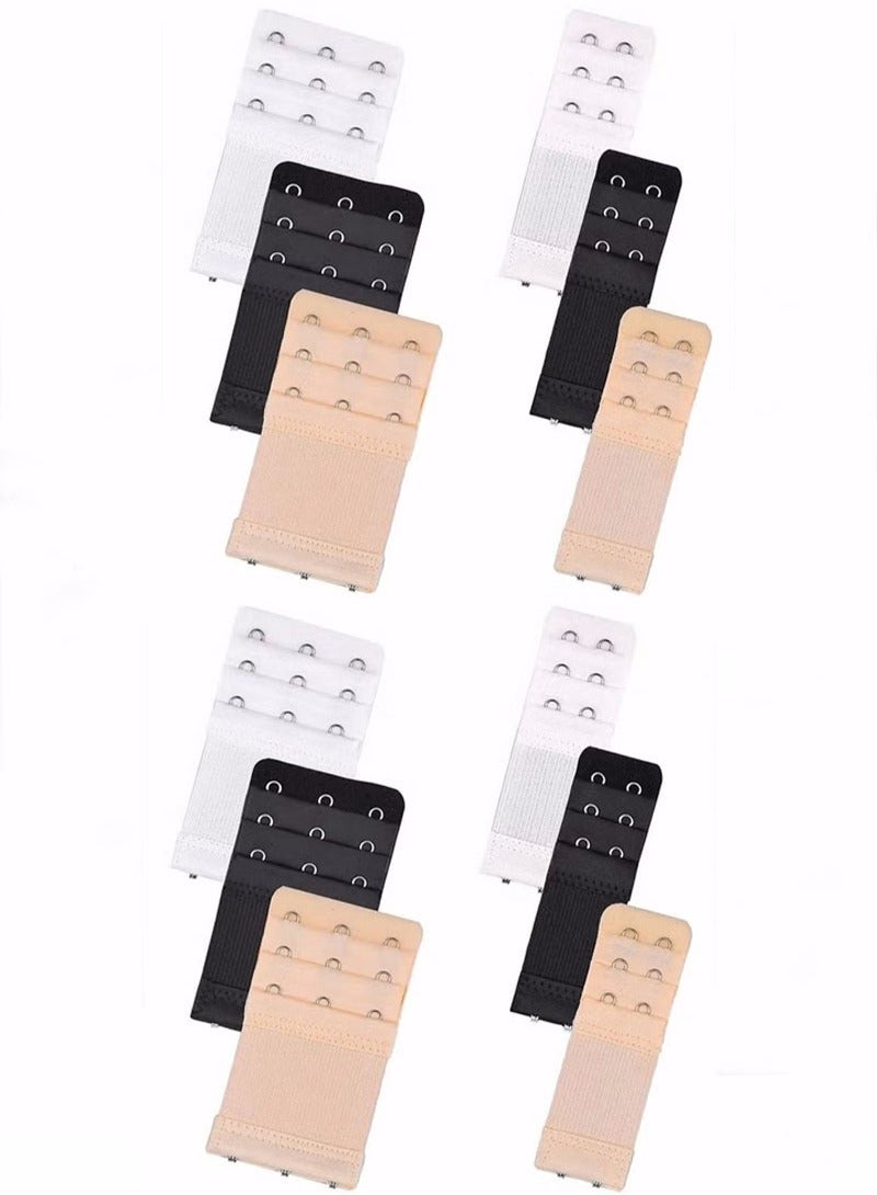 12Pack High Elastic Bra Extension Buckle Set for Women - Bralette Length Adjustment - Bra Back Universal Two and Three Rows - Skin-friendly Fabric - Bra Strap Extender - Image 1