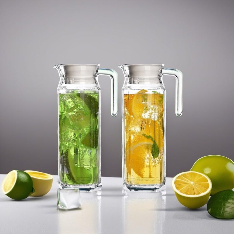 Marbelous Glass Pitcher with Lid â€“ Set of 2 34Oz Glass Water Pitcher â€“ Cold Water Carafe For Ice Tea, Lemonade, Coffee â€“ Elegant and Modern â€“ Practical Spout Pitchers for Drinks - Image 5