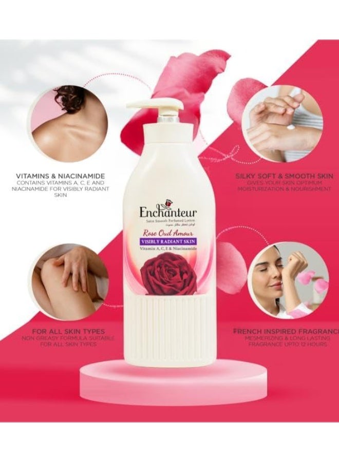 Enchanteur Rose Oud Amour Satin Smooth Perfumed Body Lotion - 500ml - Image 4