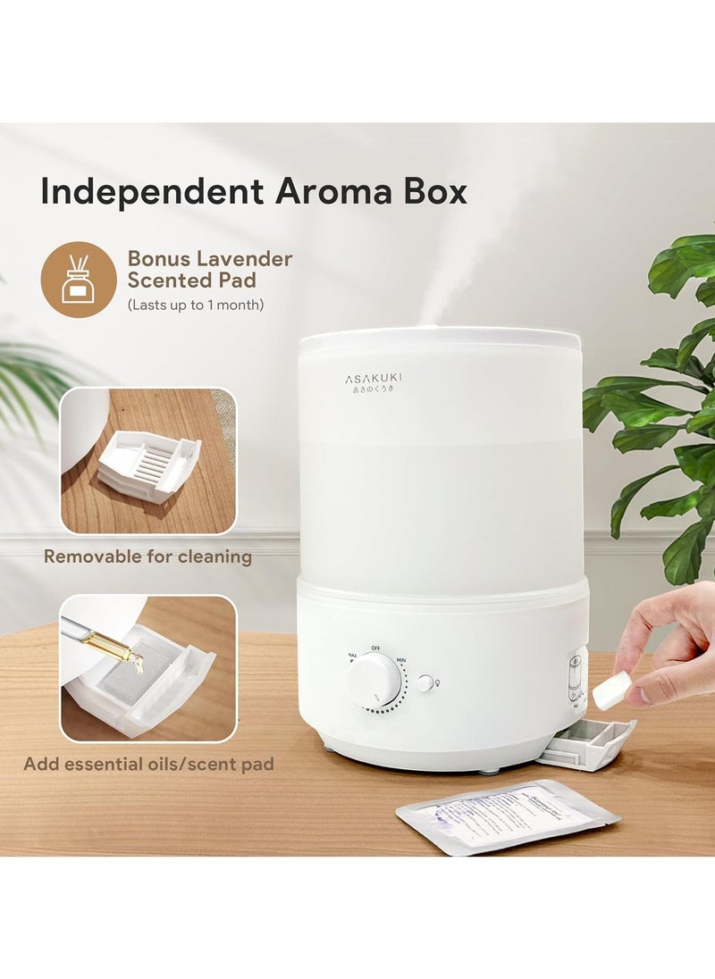 ASAKUKI - Humidifiers for Bedroom Home, 3L Top Fill Cool Mist Humidifiers for Baby Nursery & Plants, 3-IN-1 Quiet Air Humidifier, Oil Diffuser & Night Light for Large Room, Auto Shut-off, BPA-Free, 30H - Image 1