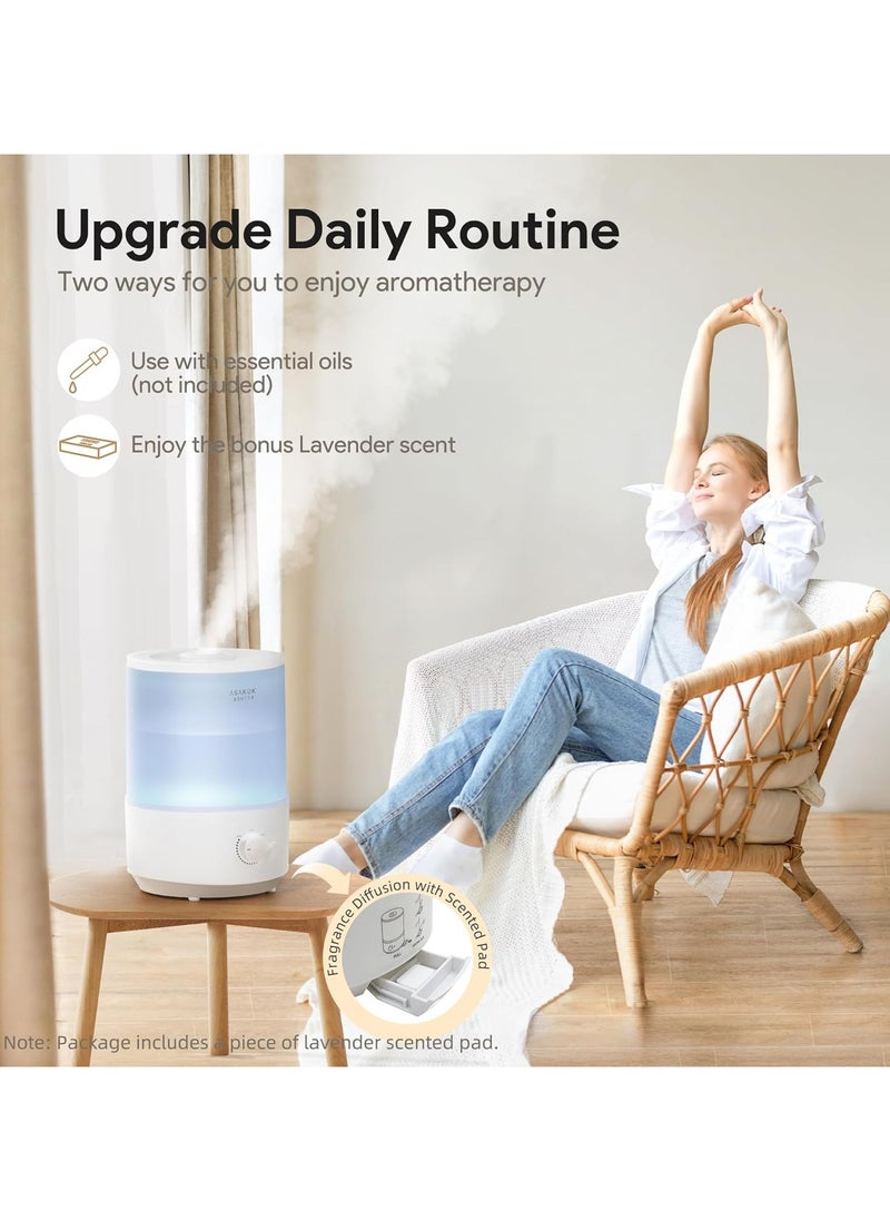 ASAKUKI - Humidifiers for Bedroom Home, 3L Top Fill Cool Mist Humidifiers for Baby Nursery & Plants, 3-IN-1 Quiet Air Humidifier, Oil Diffuser & Night Light for Large Room, Auto Shut-off, BPA-Free, 30H - Image 1