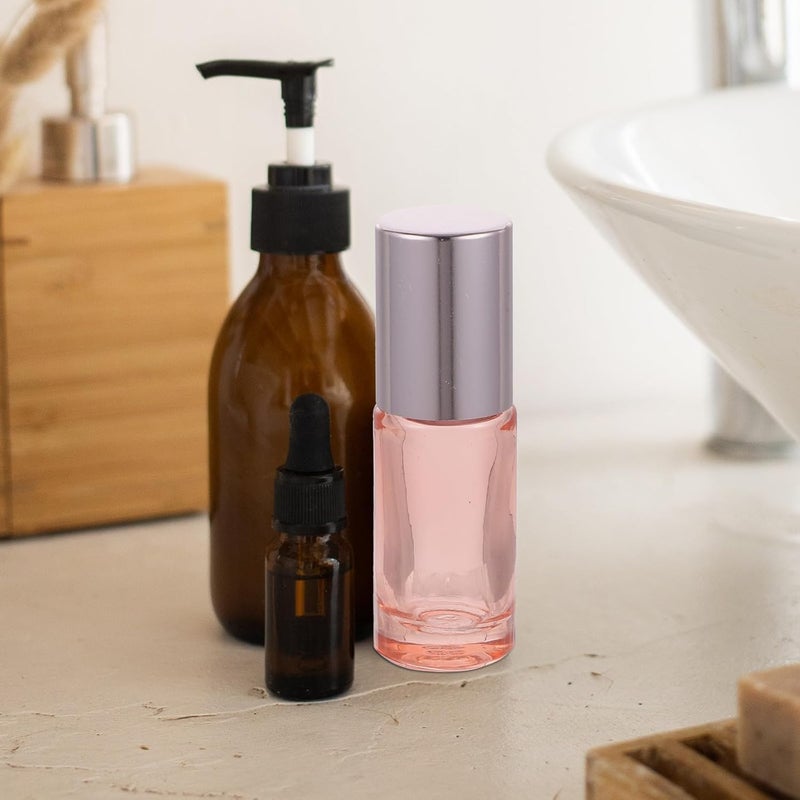 6pcs 5ml Rose Gold Glass Refillable Oil Bottles with Steel Rollers and Caps, Small Essential Oil Roller Bottles for Travel and Perfume Storage - Image 5