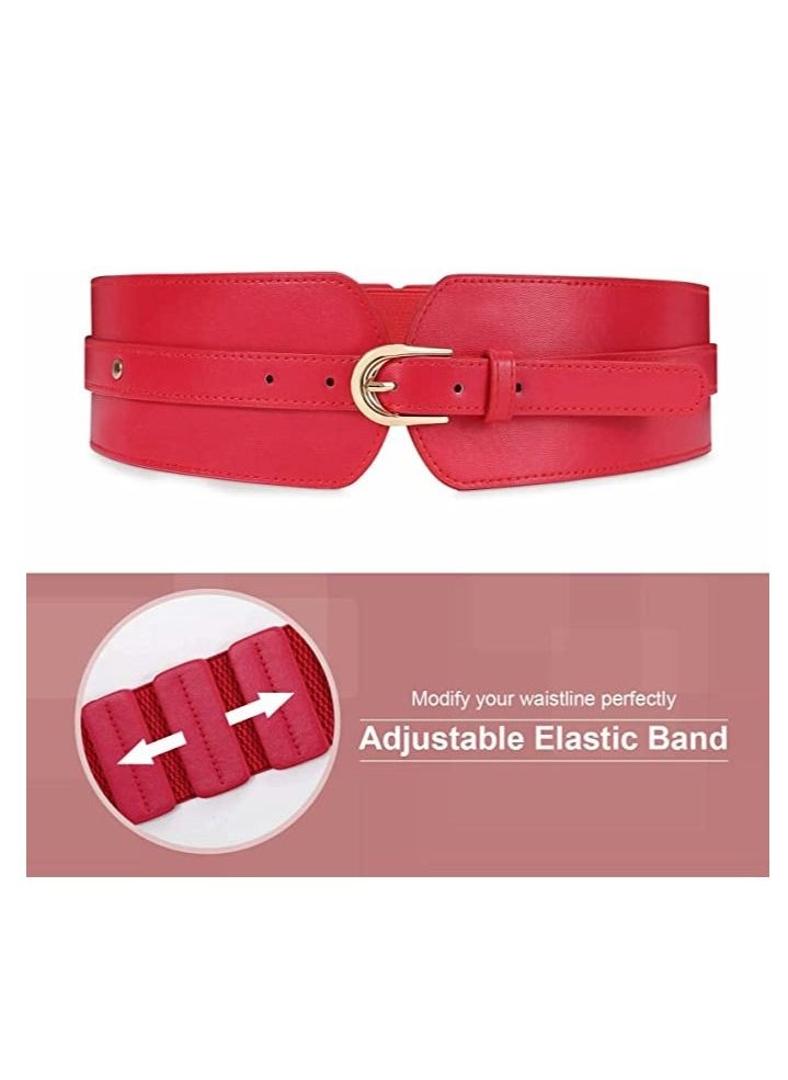 Excefore - Women's Wide Elastic Waist Belt, Ladies Stretch Cinch Belt for Dress with Fashion Layered Back - Image 1