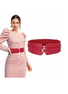 Women's Wide Elastic Waist Belt, Ladies Stretch Cinch Belt for Dress with Fashion Layered Back