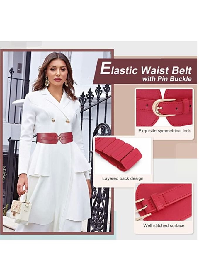 Excefore - Women's Wide Elastic Waist Belt, Ladies Stretch Cinch Belt for Dress with Fashion Layered Back - Image 1