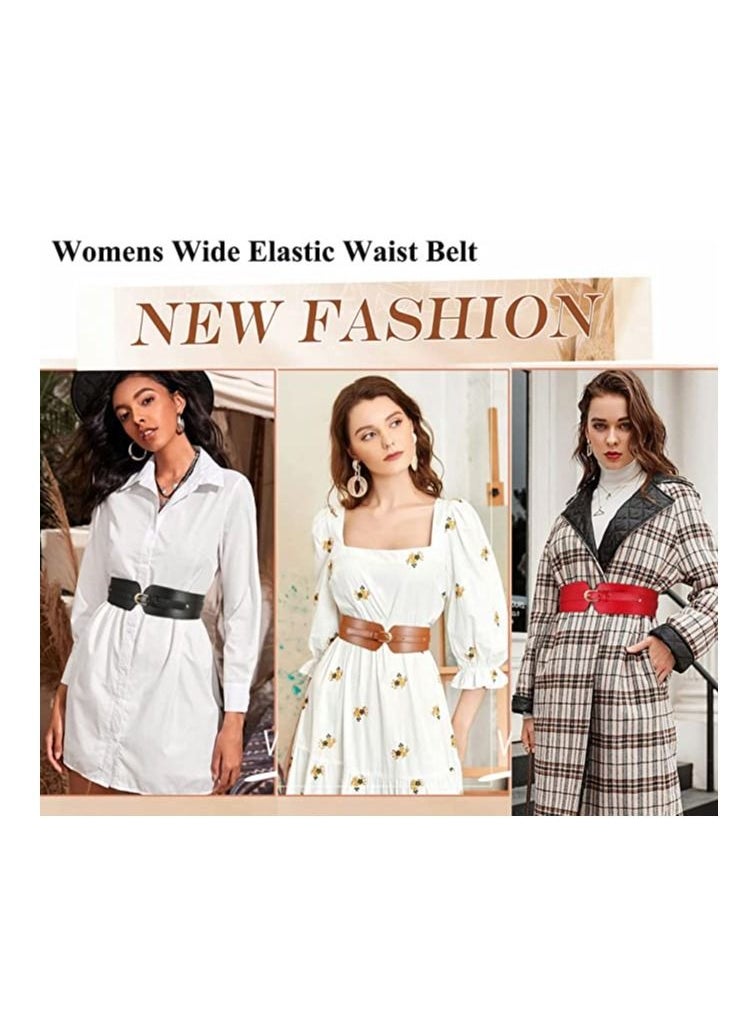 Excefore - Women's Wide Elastic Waist Belt, Ladies Stretch Cinch Belt for Dress with Fashion Layered Back - Image 1