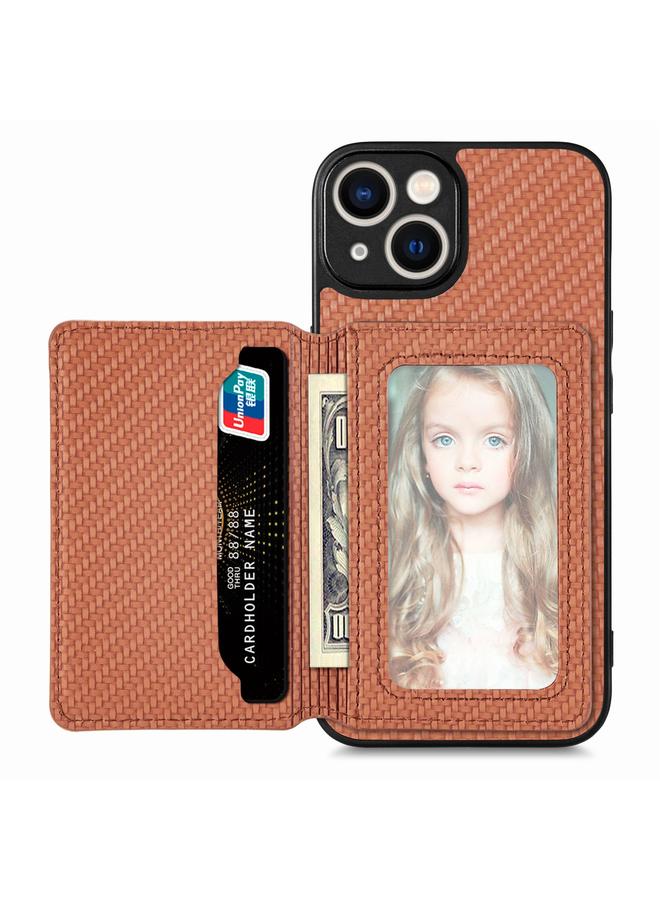 اس-توب جراب هاتف iPhone 14 Plus مصنوع من ألياف الكربون مع حقيبة بطاقات مغناطيسية - Image 1