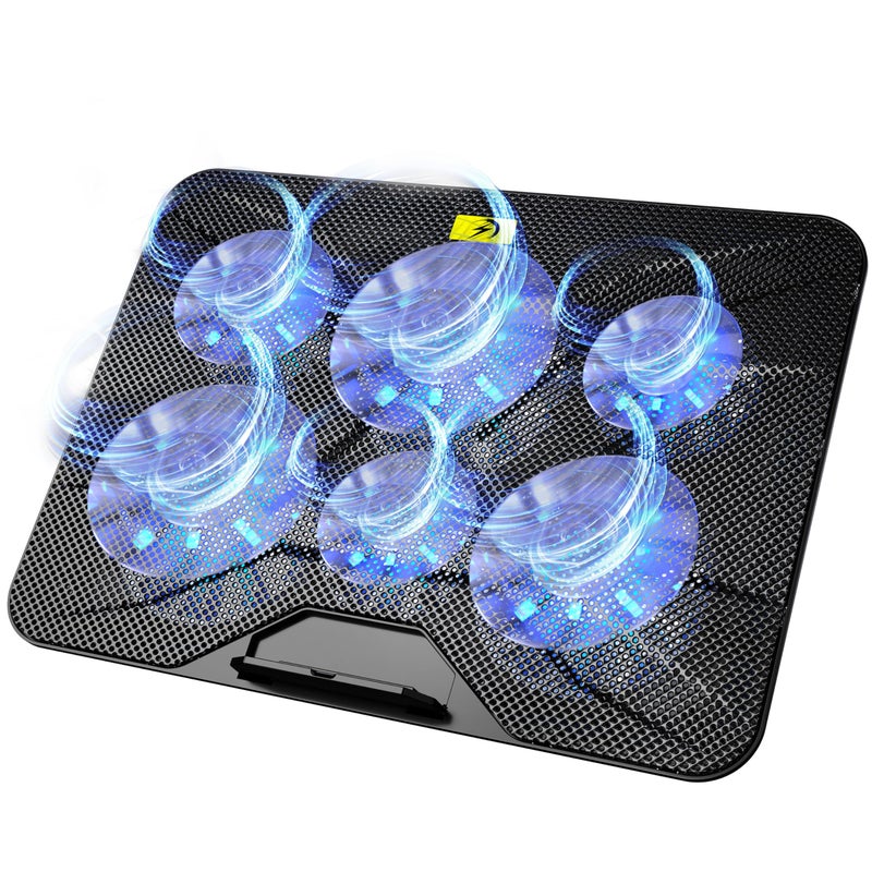 AICHESON Laptop Cooling Pad with 6 High-Speed Fans, Laptop Cooler with Adjustable Angles, Compatible with 14-17.3 Inch Laptops - Image 1