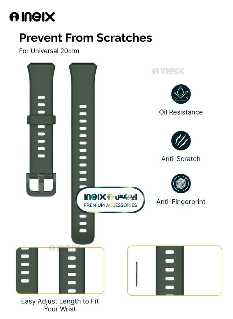 INEIX Combo Multicolour Soft Silicone Replacement Strap Band For Huawei Band 7-Black/Dark Green/White/Dark Blue  - Image 2