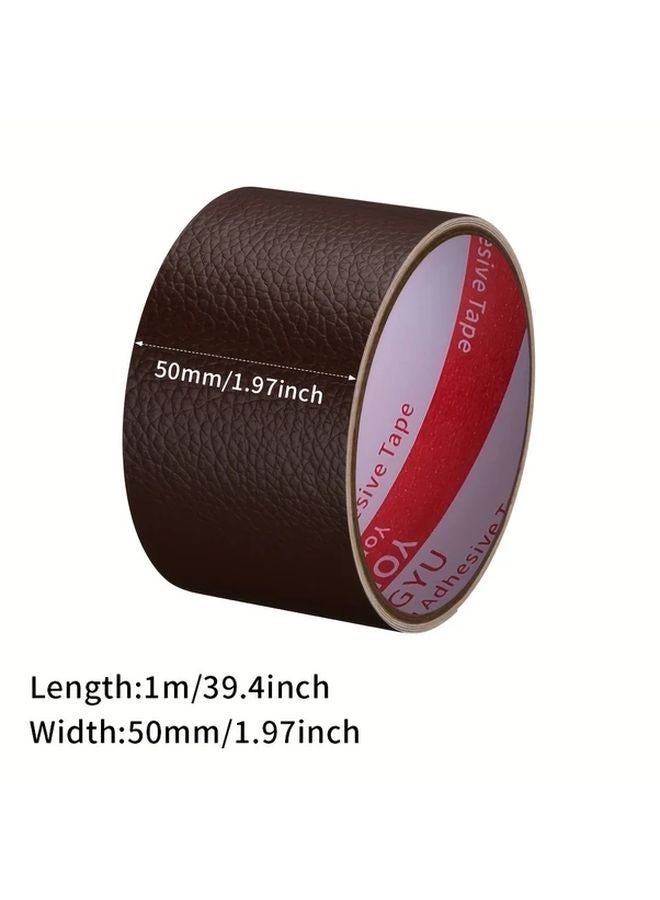 Coffee Color Leather Repair Patch 1m x 50mm Self Adhesive for Sofa Car Seat - Image 1