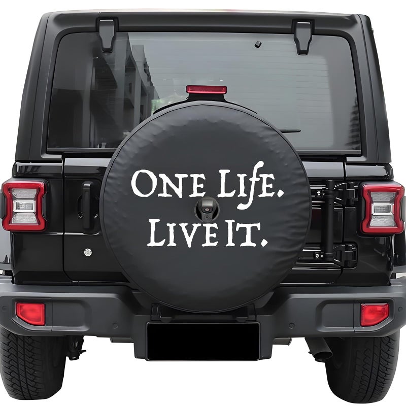 غطاء إطار احتياطي متوافق مع جيب رانجلر JL 2018-2025 مع فتحة لكاميرا الرجوع باللون الأسود جلد سميك يغطي العجلات يناسب 31-33 بوصة عيش الحياة كما ينبغي