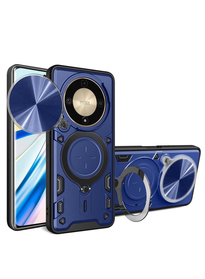 حافظة هاتف For Honor X9a / Magic5 Lite CD Texture Sliding Camshield Magnetic Holder (أزرق)