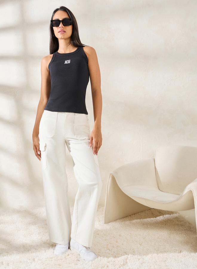 Styli Embroidery Detail Fitted Tank Top - Image 2