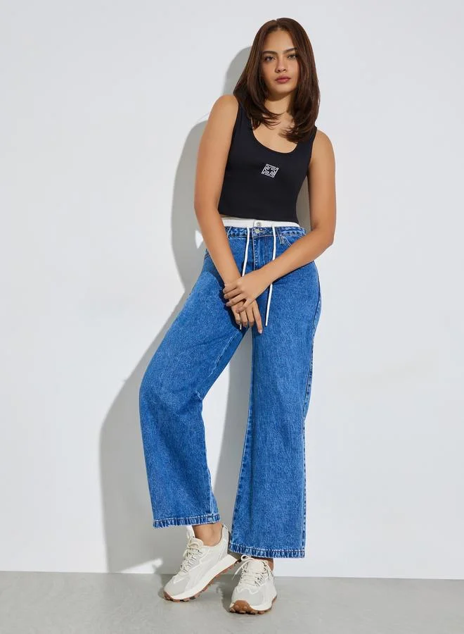 Styli Embroidery Detail Fitted Tank Top