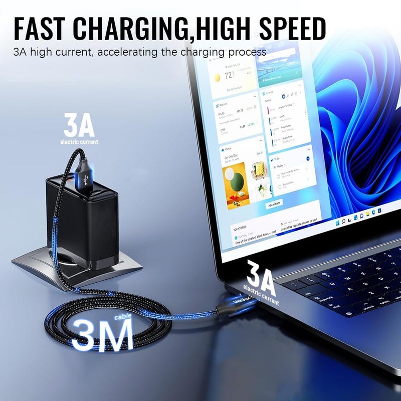ELEPHANTBOAT 10ft USB C Charging Cable Data Cable USB A to Type C Cable Travel USB To Type C Cable Data Cable Long Braided Nylon Type C Cables for Phone, Tablet - Image 2