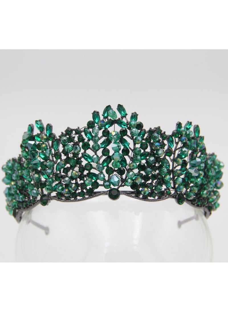 D'Daniela Ddaniela Vioctoria Collection Faux black with green stones Crown Tiara - Image 1