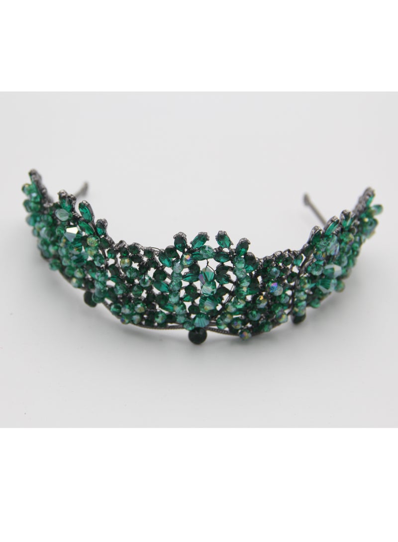 D'Daniela Ddaniela Vioctoria Collection Faux black with green stones Crown Tiara - Image 4