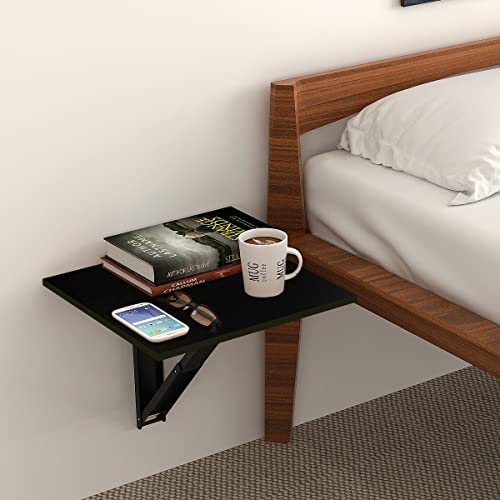 Kawachi Engineered Wood Wall Mount Bed Side Table, Folding Bedside Table, Mini Laptop Table for Home Living Room Study Room Brown - Image 4