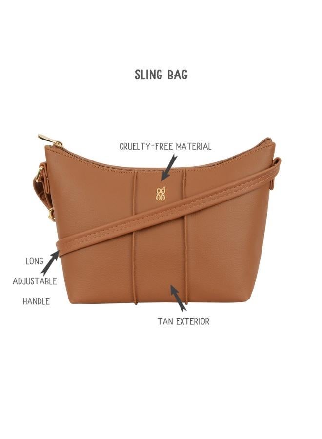 Baggit Women Tan Sling Bag Small Size | Ladies Stylish Casual Cross Body Purse Handbag - Image 2